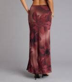 Blooming Allure Floral Mesh High-Slit Maxi Skirt - Image 2