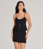 Chic Duo Ribbed Knit Bodycon Mini Skirt - Image 4