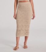 Blissful View High Rise Crochet Midi Skirt - Image 4