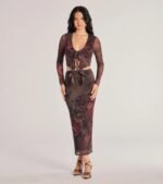 Wild Blossom Abstract Print Maxi Skirt