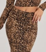 Bold Aura Leopard Print Knit Maxi Skirt - Image 3