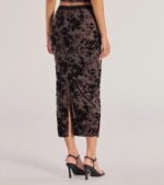 Luxe Touch Flocked Velvet Midi Skirt - Image 2