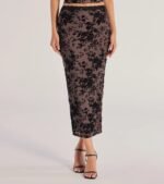 Luxe Touch Flocked Velvet Midi Skirt - Image 4
