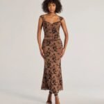 Romantic Aura Flocked Floral Mesh Maxi Skirt