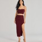 Glitzy Affair High-Slit Glitter Midi Skirt
