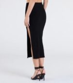 Elevated Era Ribbed Knit High Slit Midi Skirt - Image 6