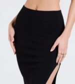 Elevated Era Ribbed Knit High Slit Midi Skirt - Image 7