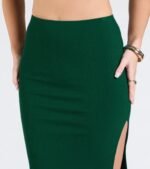 Elevated Era Ribbed Knit High Slit Midi Skirt - Image 3
