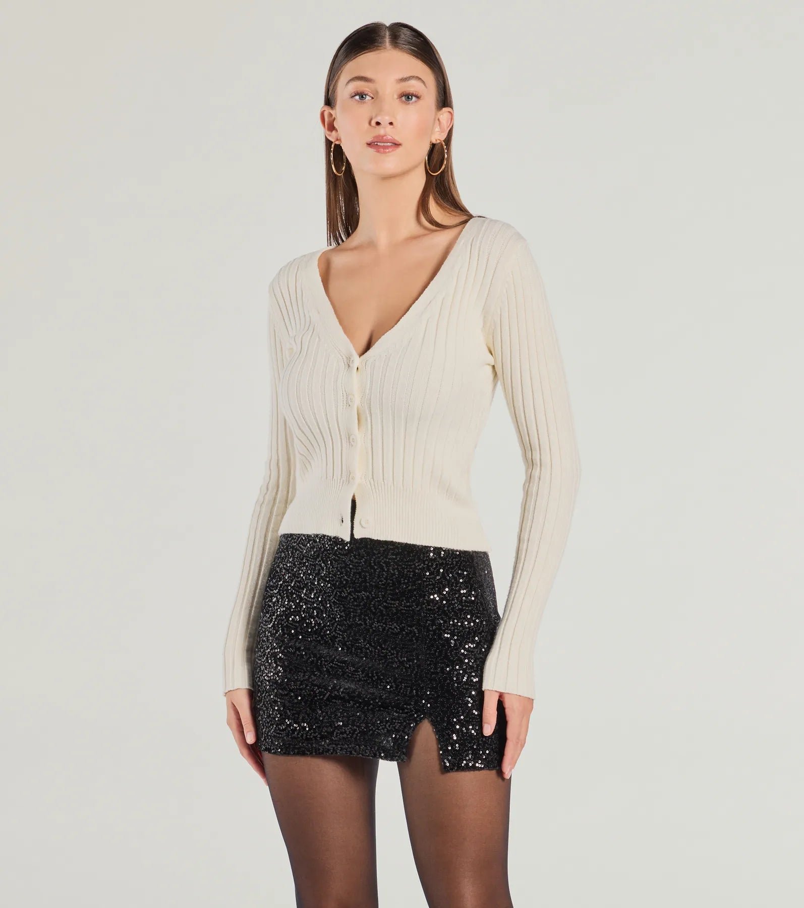 06501-1145_1_BLACK_CuteShimmerHighRiseSequinVelvetSkort_489a275d-7458-4bea-98e3-60a494cb948a Cute Shimmer High Rise Sequin Velvet Skort - Image 1