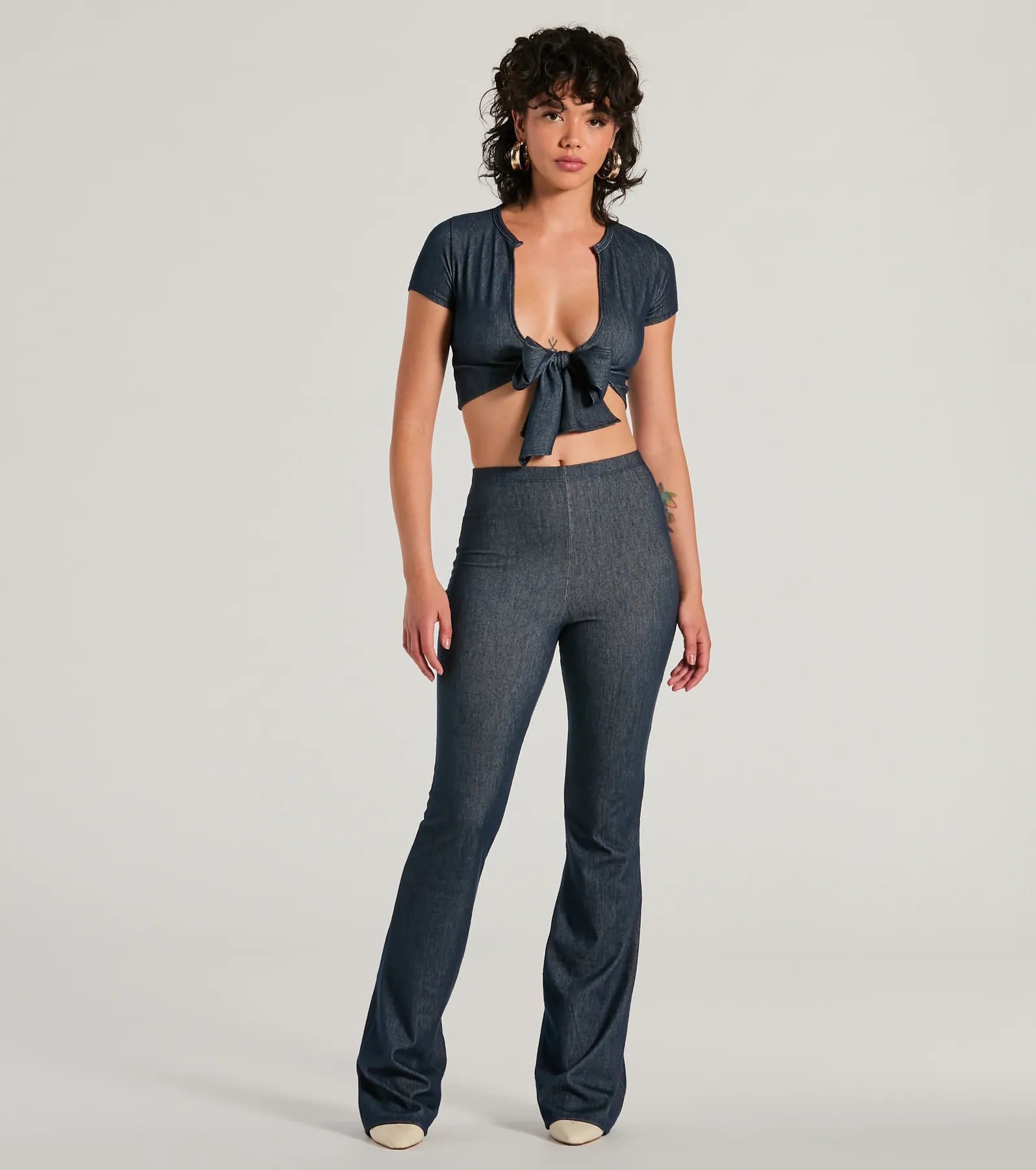 06502-2491_1_DENIM_CauseACommotionHighRiseFlareDenimPants Cause A Commotion High Rise Flare Denim Pants - Image 1