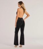 Glam In Motion Velvet Rhinestone Halter Jumpsuit - Image 2