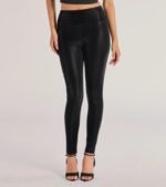 Looking Sleek Faux Leather Leggings - Image 4