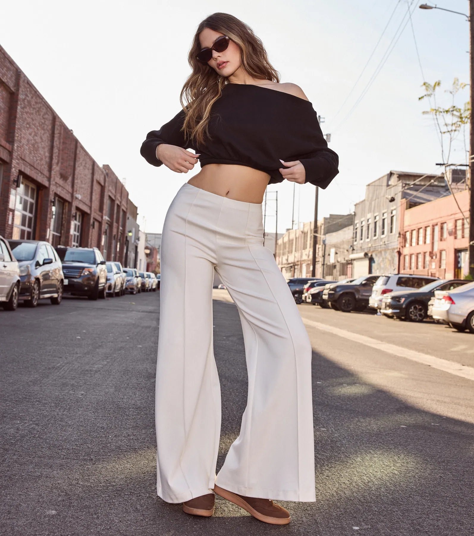 06502-2568_1_IVORY_ClassicAndChicWideLegTrouserPants Classic And Chic Wide-Leg Trouser Pants - Image 1