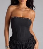 Edgy Allure Corset Drop Waist Romper - Image 5