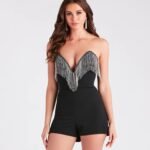After-Dark Fab Chain Fringe Strapless Romper