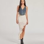 Boho Allure Ruffled Lace Midi Skirt