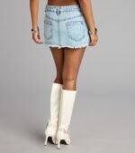 Star Studded Rhinestone Denim Skort - Image 3