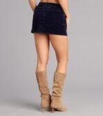 Velvet Crush Denim Mini Skirt - Image 2