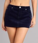 Velvet Crush Denim Mini Skirt - Image 3
