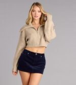 Velvet Crush Denim Mini Skirt - Image 4