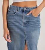 Coolest Vibe High Slit Denim Maxi Skirt - Image 3