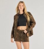 Feeling Fierce Leopard Print Denim Mini Skirt - Image 3