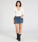 Tell Me About It Stud Mid Rise Denim Mini Skirt - Image 3