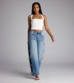 Tied Up in Denim Bow Mid-Rise Denim Jeans - Image 2