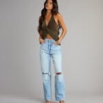 High-Rise Distressed Boyfriend Jeans
