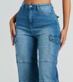Cool Captured High Rise Cargo Denim Jeans - Image 3