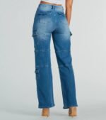 Cool Captured High Rise Cargo Denim Jeans - Image 4
