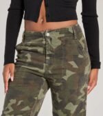 Effortlessly Chic Mid Rise Camo Cargo Denim Pants - Image 3