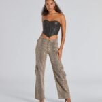 It-Girl Factor Leopard Print Cargo Denim Pants