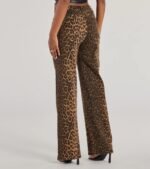 Fierce Aura Wide-Leg Leopard Print Denim Jeans - Image 3