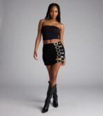 Buckle Down High-Rise Denim Skort - Image 9