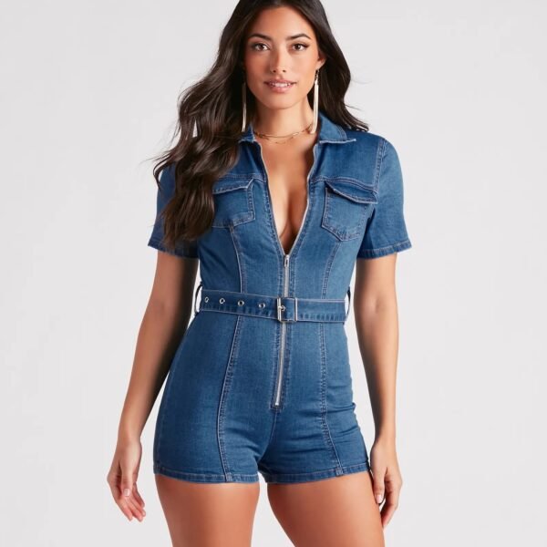 Style In Check Utility Denim Romper