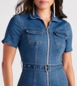 Style In Check Utility Denim Romper - Image 4