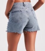 Gem Of The Sea Faux Pearl Denim Shorts - Image 3