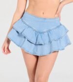 Cute Trendsetter Ruffled Denim Skort - Image 5