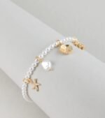 Coastal Cutie Faux Pearl Charm Bracelet