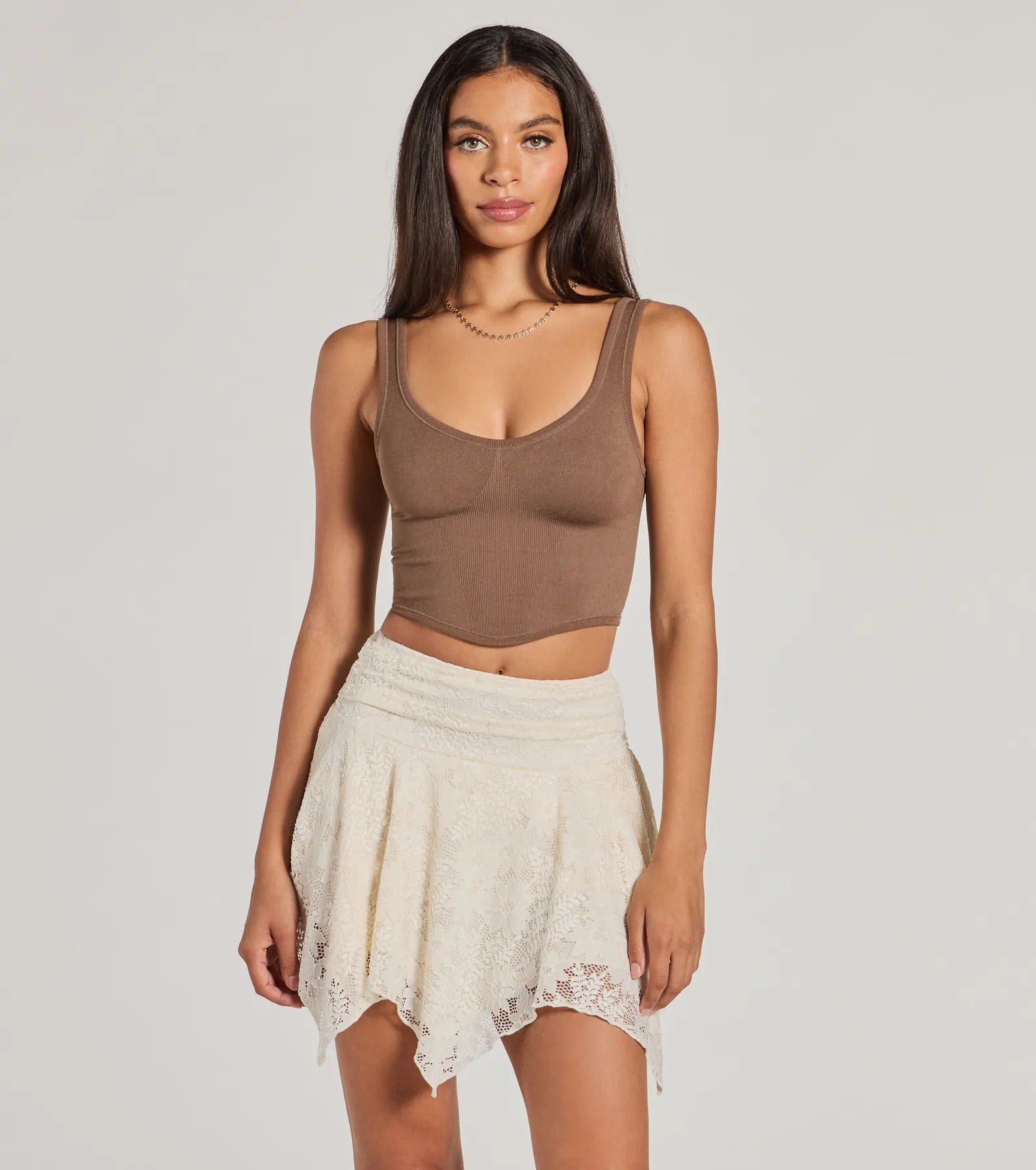07109-0408_1_BROWN_AdorableBasicScoopNeckSeamlessCropTop_e236eed1-7dc3-4695-9d00-fd825ab59d2f Adorable Basic Scoop Neck Seamless Crop Top - Image 1