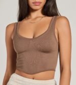 Adorable Basic Scoop Neck Seamless Crop Top - Image 4
