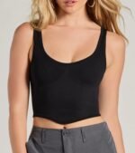 Adorable Basic Scoop Neck Seamless Crop Top - Image 16