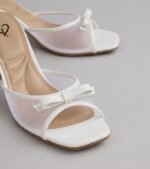 Adorable Bow Mesh Strap Stiletto Mules - Image 13