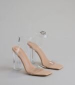 Clearly Chic Square Toe Block Heels