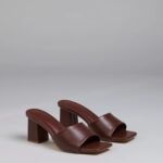 Chic Flair Square Toe Block Heel Mules