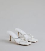 Out And About Strappy Thong Stiletto Mules