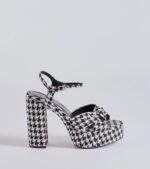 Style Icon Houndstooth Platform Knot Block Heels - Image 2