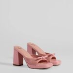 Cute Vibes Bow Platform Knit Mules