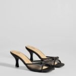 Adorable Bow Mesh Strap Stiletto Mules